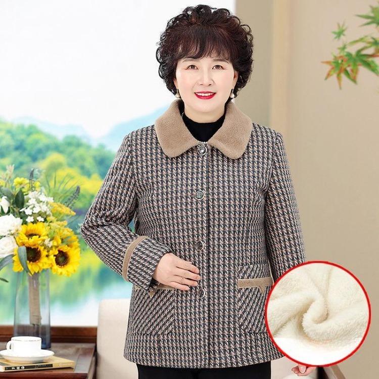 Winter Coat for Grandma Thickened Velvet Short Coat Imitation Mink Mother Style New Style Elderly Womens Outerwear