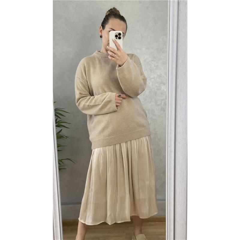 2025 Elegant Women's Midi Skirt French Style Pleated Long Skirt Versatile All Match Silky Shiny Fabric Perfect for Casual and Formal Occasions