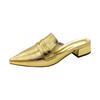 Fashion Baotou Semi-drag Women's Pointed Toe Shallow Mouth Patent Leather Rear Empty New Temperament Versatile Lazy Cool Drag