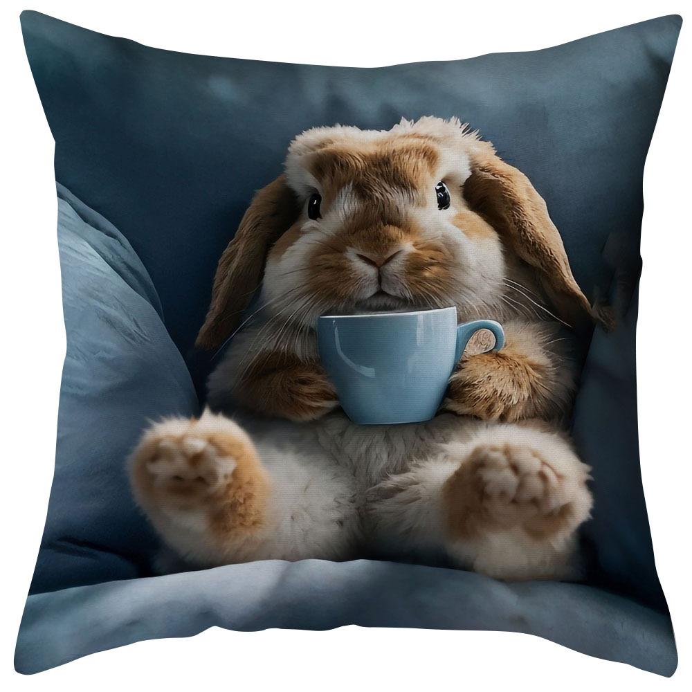 Vibrant Bohemian Style Short Plush Pillow Cover 45x45cm Charming Kitten Living Room Bedroom Decor (Pillow Insert Not Included)