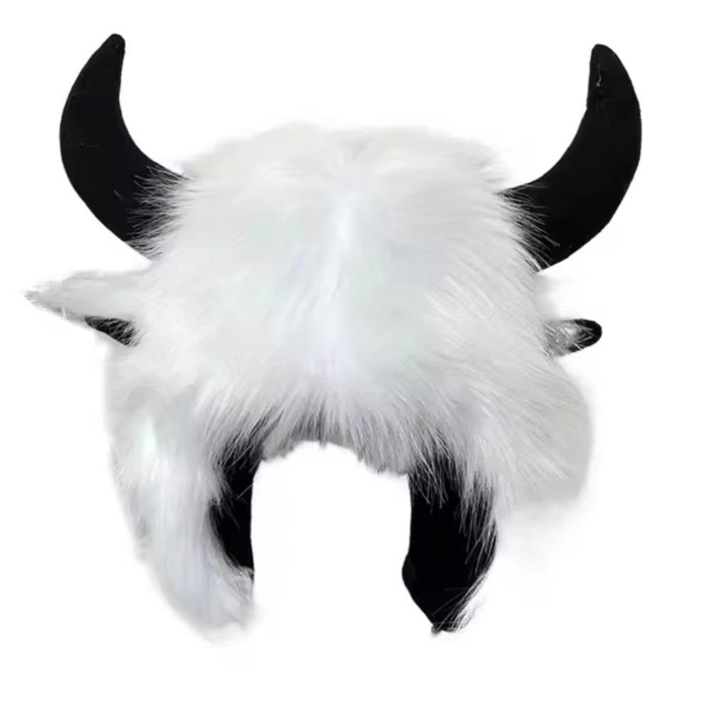 Solid Color Demon Ear Protection Hat Fur Trim Winter Pullover Cap Fashion Lei Feng Cap Riding