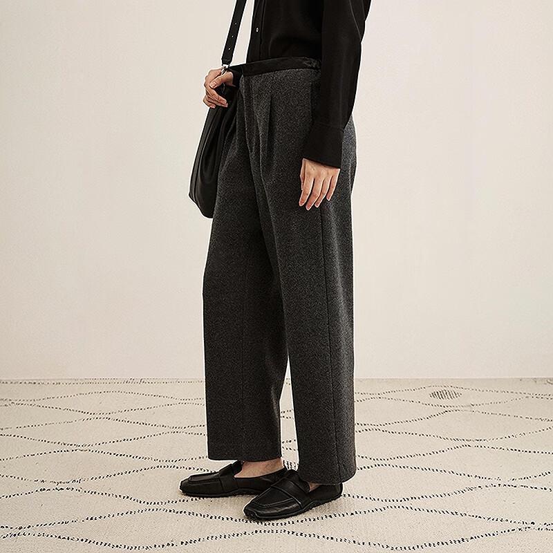 LESS 2025 Winter Merino Wool Casual Straight-Leg Pants