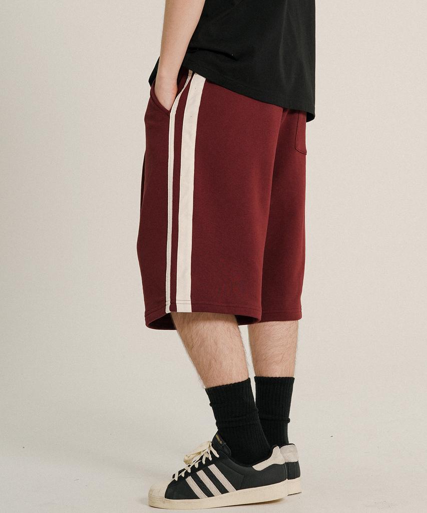 Jemeot Side Track One-Pleat Half Pants Burgundy Oysp2627