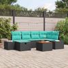 Garden Sofa Set with Cushions 7 pcs Black Poly Rattan
