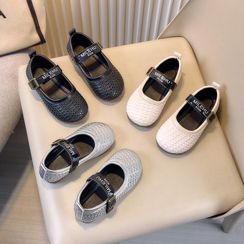 Girls' Versatile Woven Driving Shoes - Autumn 2025 Collection, Solid Color, Ages 3-12