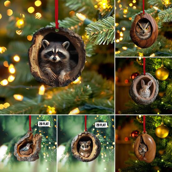 6 ks Zvířecí vánoční ozdoba Lesní zvíře Závěsná dekorace Roztomilé zvíře 2D Plochá akrylová ozdoba na vánoční stromeček Slavnostní párty dekor