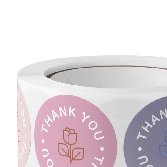 500Pcs/Roll Gift Sign Sticker Widely Applied Floral Art Paper Sticker Thank You Gift Packaging Label Tag for Handicraft