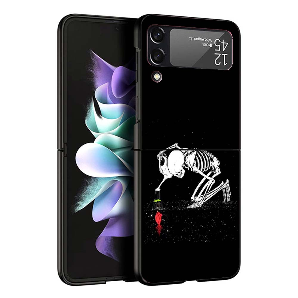 Human Skeleton Red Rose Phone Case For Samsung Galaxy Z Flip7 Flip6 5G Flip5 Flip4 Flip3 ZFlip 7 6 3 4 5 Shockproof Back Cover G