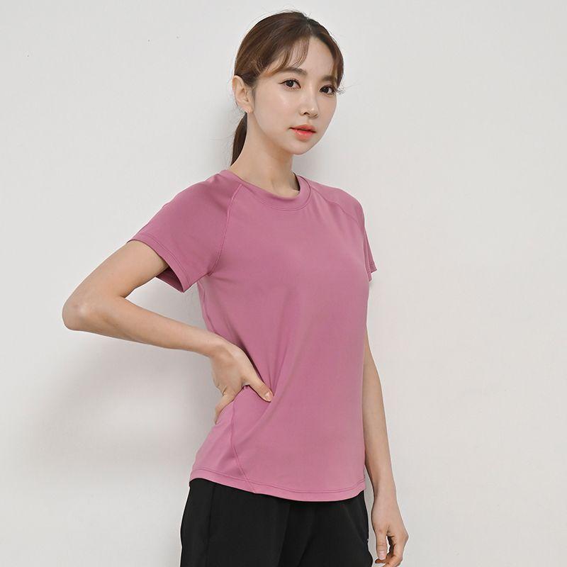 

Женская спортивная футболка для бега, летняя, дышащая, повседневная, для тренировок, костюм, одежда для йоги, быстросохнущая, свободная, для утренней пробежки, с коротким рукавом Rose Red short sleeve L
