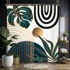 Abstract Zen Spa Shower Curtain Set Minimalist Bible Meditation Modern Aesthetic Contemporary Green Plant Leaves Monstera