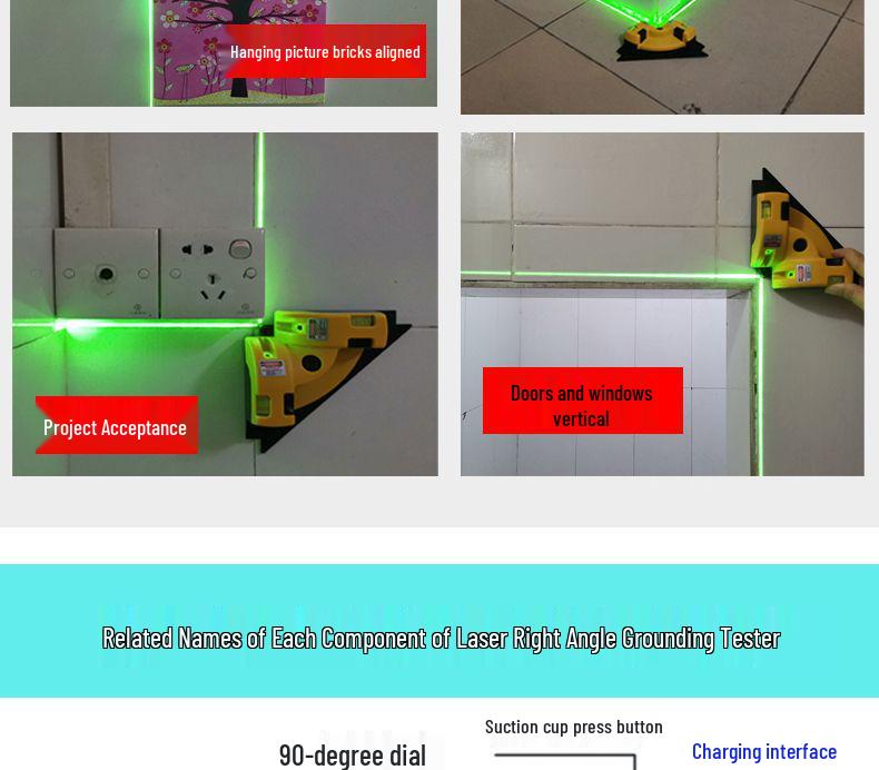 High-Precision Green Infrared 90° Angle Laser Level Tile Sticker