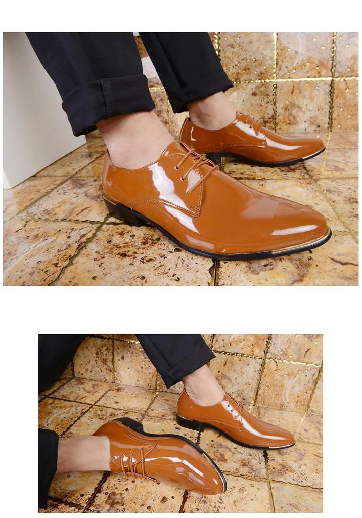 Men's Plus Size Leather Formal Shoes: Trendy Pointed Toe Wedding & Groom Style, Sizes 45-46, Korean Design