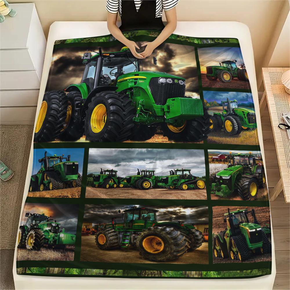 1Pc Tractor Truck Print Flannel Blanket, High quality Comfortable for All Seasons, Home Decor, Warmth and Comfort, Perfect for Christmas Gifts