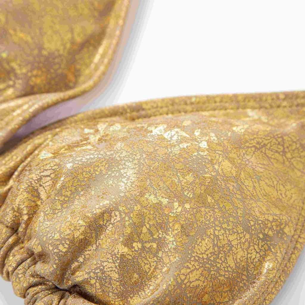 European & American Halter Neck Gold Foil Sexy Bikini - Solid Color, Back Tie (DY2420)