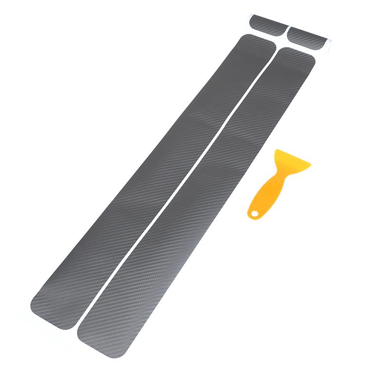 4Pcs Gray Color Car Door Sill Scuff Welcome Pedal Protect Carbon Fiber Sticker