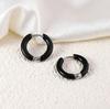 Multi-Color Enamel Stainless Steel Hoop Earrings - Simple Round C-Shaped Clips in Light Luxury Design