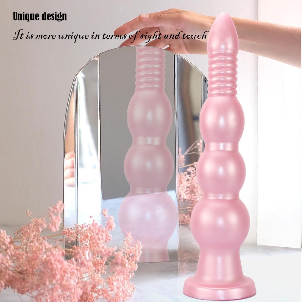 Silicone Threaded Ultra-Long Thick Anal Plug and Dilator for Women - Wearable Fake Penis Sex Toy