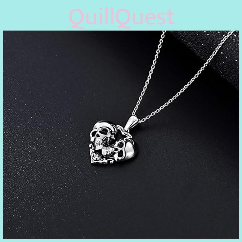 Silver Geometric Skull Pendant Necklace  Alloy Material Fashion Gift Decoration