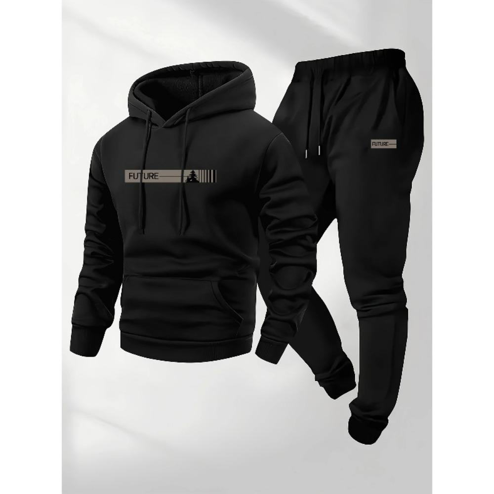 Men's Two-piece Set Casual-neck Long-sleeved Hooded Sweatshirt and Sport Pants Set Suitable for Winter and Autumn Sportswear Set