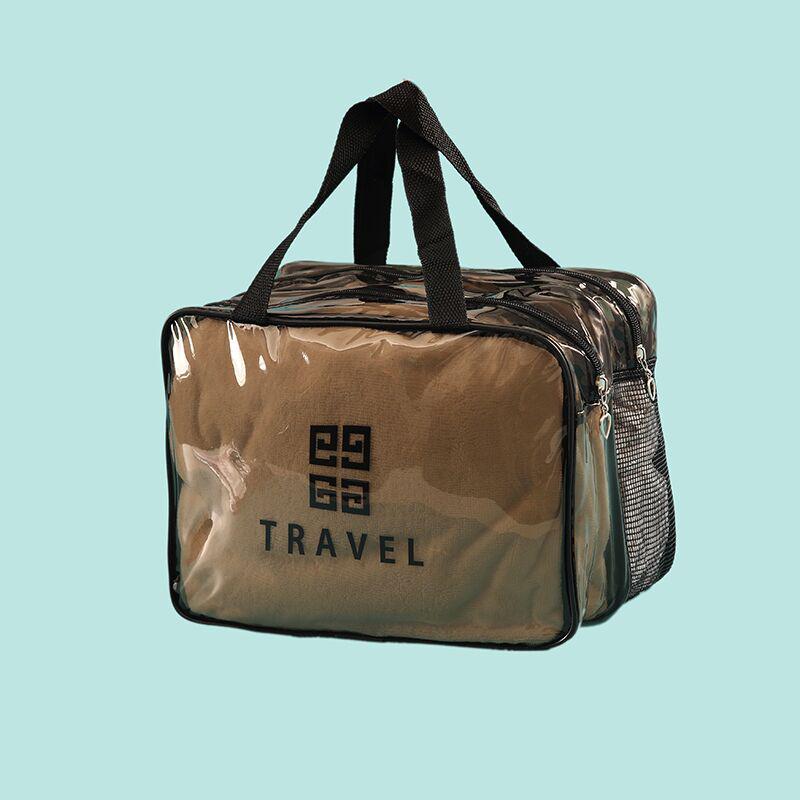 Transparent Three-Piece PVC Cosmetic Bag Set: Large, Frosted, Portable Storage for Women