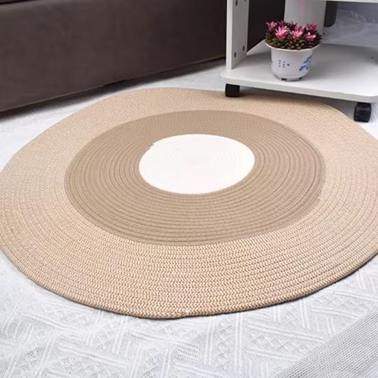 Katoenen Touw Kattenkleed Rond Kattenkrabkleed Zacht Wasbaar Vloerkleed met Kwasten Omkeerbaar Geweven Vloermat voor Slaapkamer Woonkamer Katten Rustplek