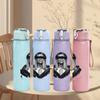 1PC Eagle wing western graphic print 750ml colorful plastic sports water bottle leakproof pop up lid with straw for outdoor work home use