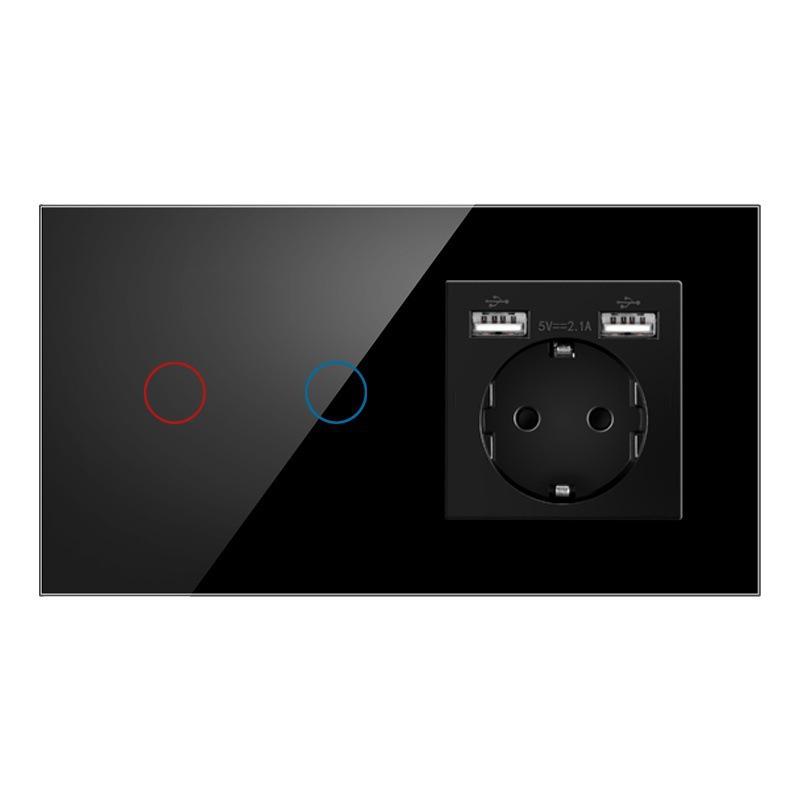 157 European Touch Switch & German Socket with Integrated Glass Panel for Homes