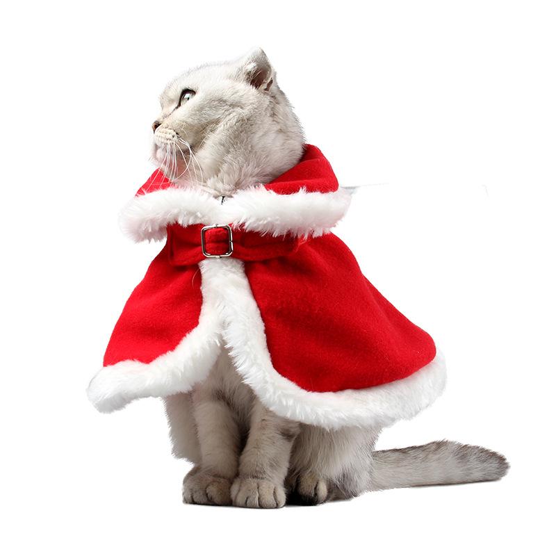 European and American Christmas windshield grace cloak, pet party supplies clothing factory, cat New Year's warm red velvet cloak