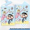 A5 Shin-chan Cartoon Leather Notebook - Colorful Pages, Trendy Hardcover Planner