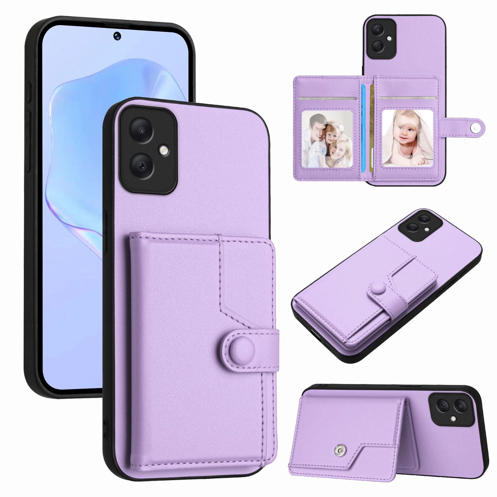 

For Samsung Galaxy A05 4G Case RFID Blocking Card Holder Kickstand TPU+PU Leather Phone Back Cover Purple