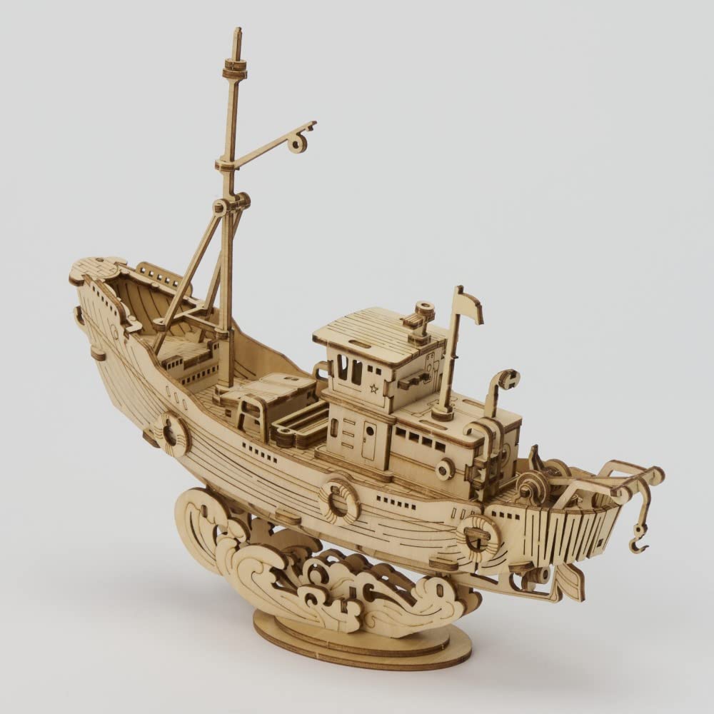 Tsukurun 3D Wood Puzzle TG308 Fishing Boat Instructions desu® (Japanese Included)
