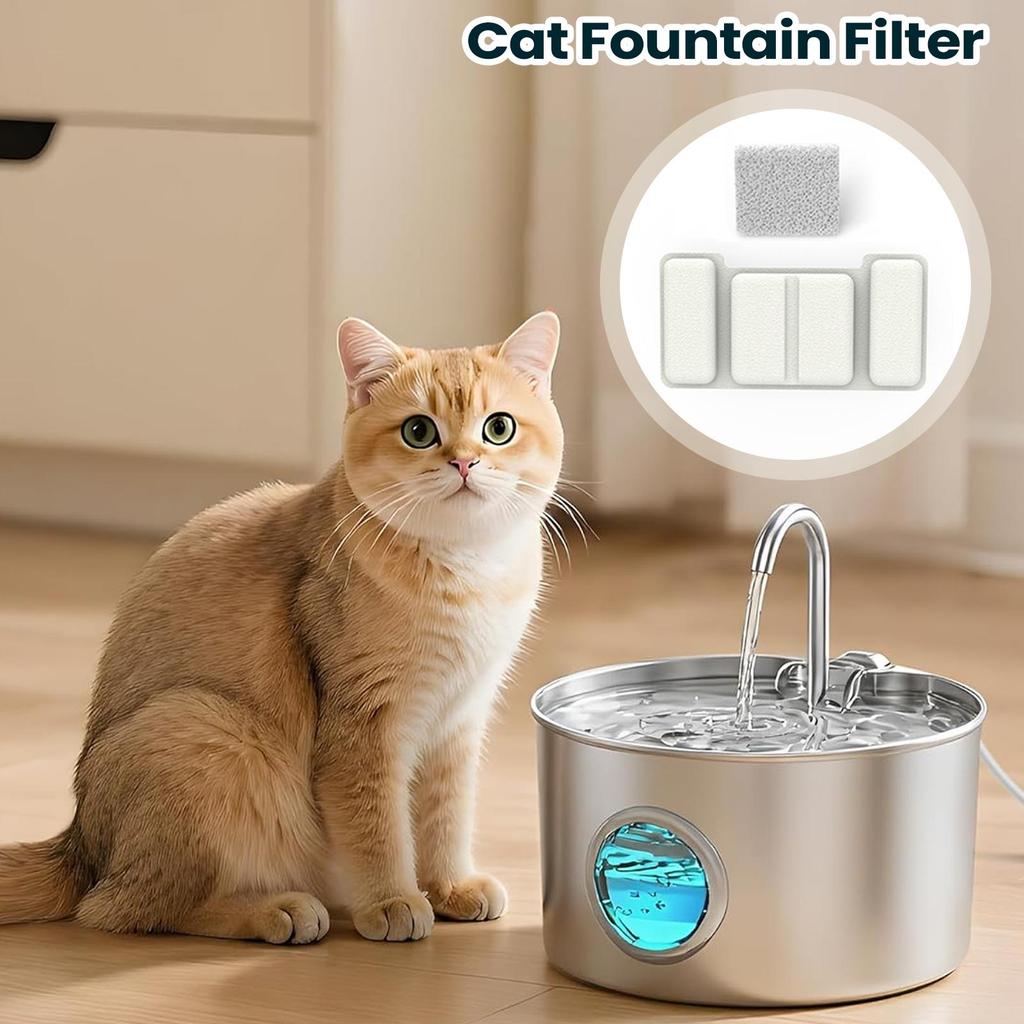 Cat Water Fountain Filter Replacement Filters Odor Remover Pet Cats Water Drinking Dispenser Filter Supplies with 4 Sponge