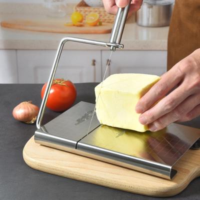 Käsehobel mit Edelstahl-Schneidebrett und verstellbarem Draht Professioneller Butter-Käseschneider Mehrzweck-Küchenschneider