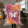 Flower Butterfly  Print Flannel Blanket, High quality Comfortable for All Seasons, Home Decor, Warmth and Comfort