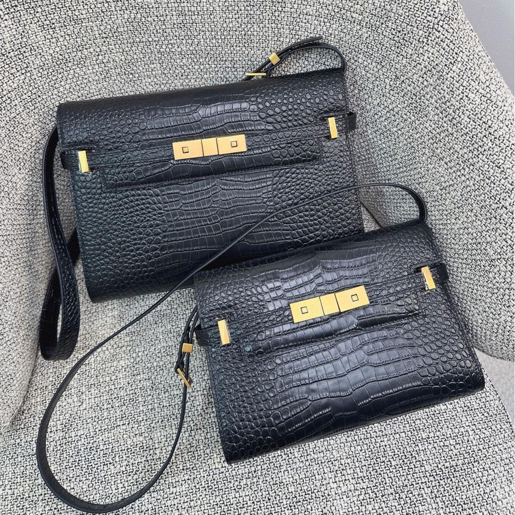 Poplar Grove Manhattan Unterarmtasche Premium Alligatorleder BOX Vintage Pendler Schultertasche Baguette Tasche Damen