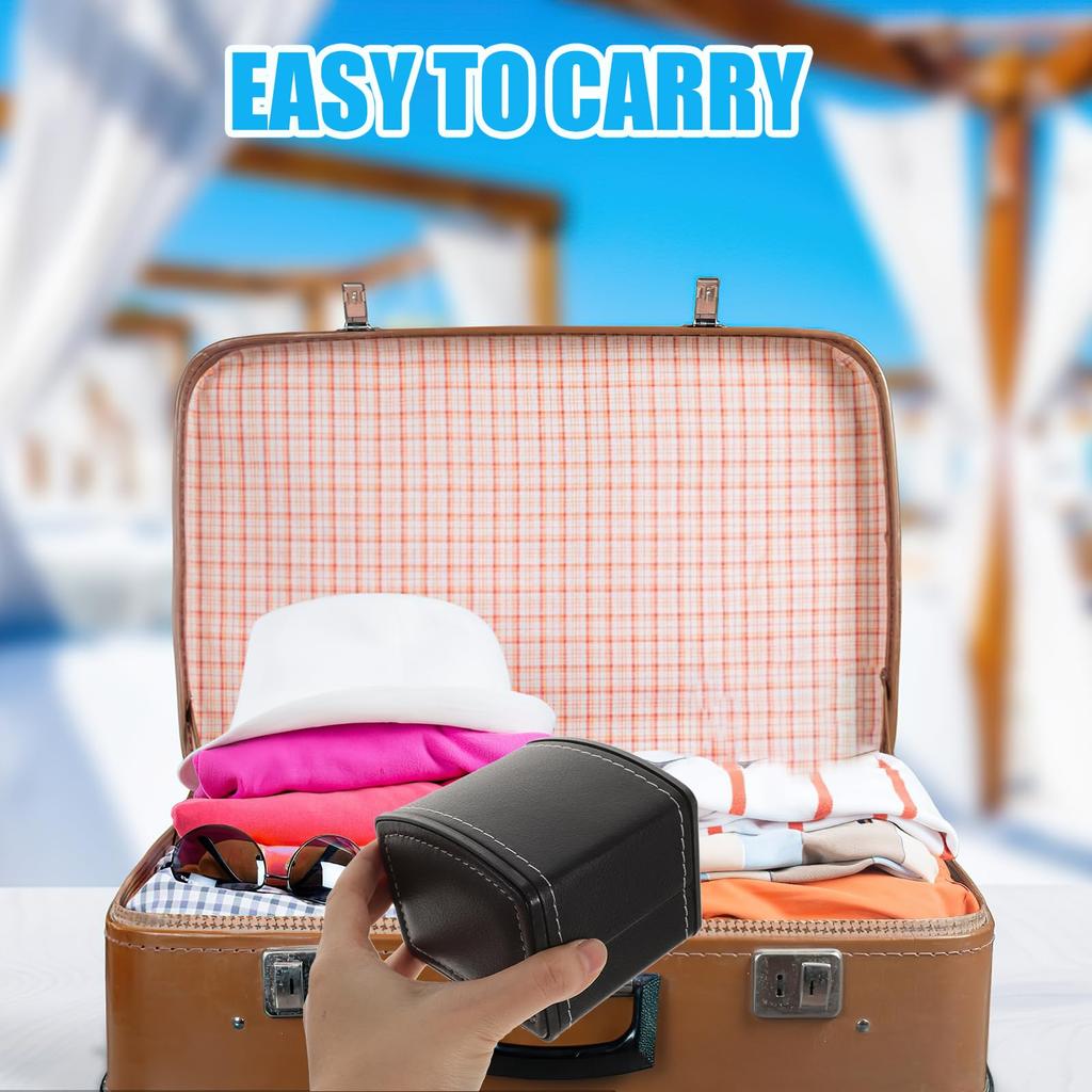 POPETPOP Watch Case Set of 8 Black 4 PU Leather Watch Cases for Mechanical Watches (4 + Red) Men's