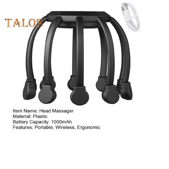 Electric Scalp Massager 3 Adjustable Intensity Modes 10-Claw Design Low Noise Rechargeable Wireless Electric Head Massager