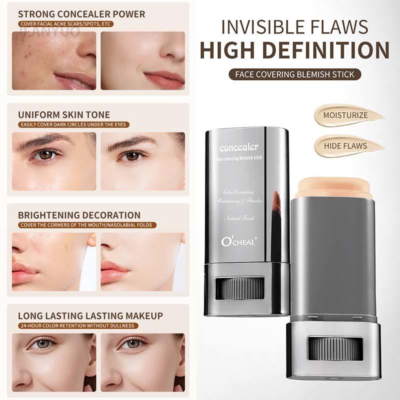 Mattes Foundation Creme-Stick Wasserdicht Langanhaltend Ölkontrolle Abdecken Akne Base Geschmeidiges Make-up Feuchtigkeitsspendend Aufhellend Concealer Lippenbasis