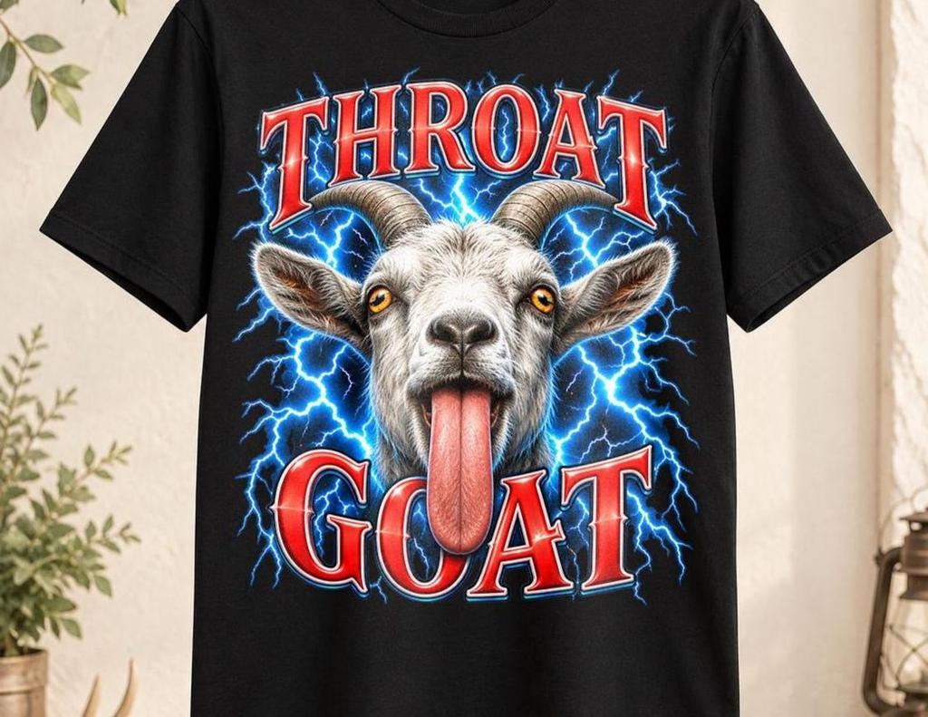 Maglietta Capra Gola, Maglietta Divertente Meme Capra, T-shirt Animale Fuori di Testa
