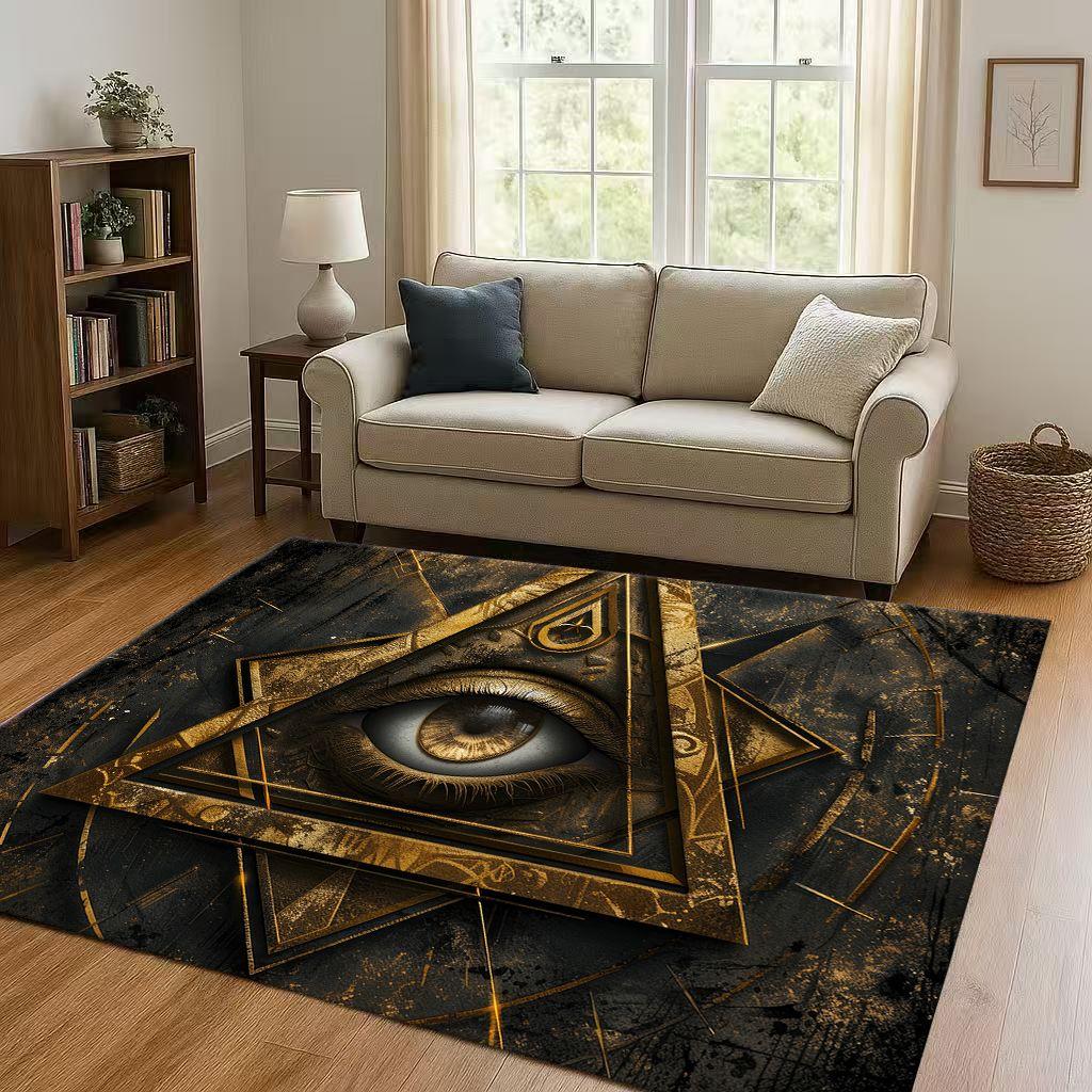 3D Freemasonry All Seeing Eye Symbol Evil Eye Living Room Non Slip Area Rug Carpet for Bedroom Playroom Sofa,Home Decor Doormat