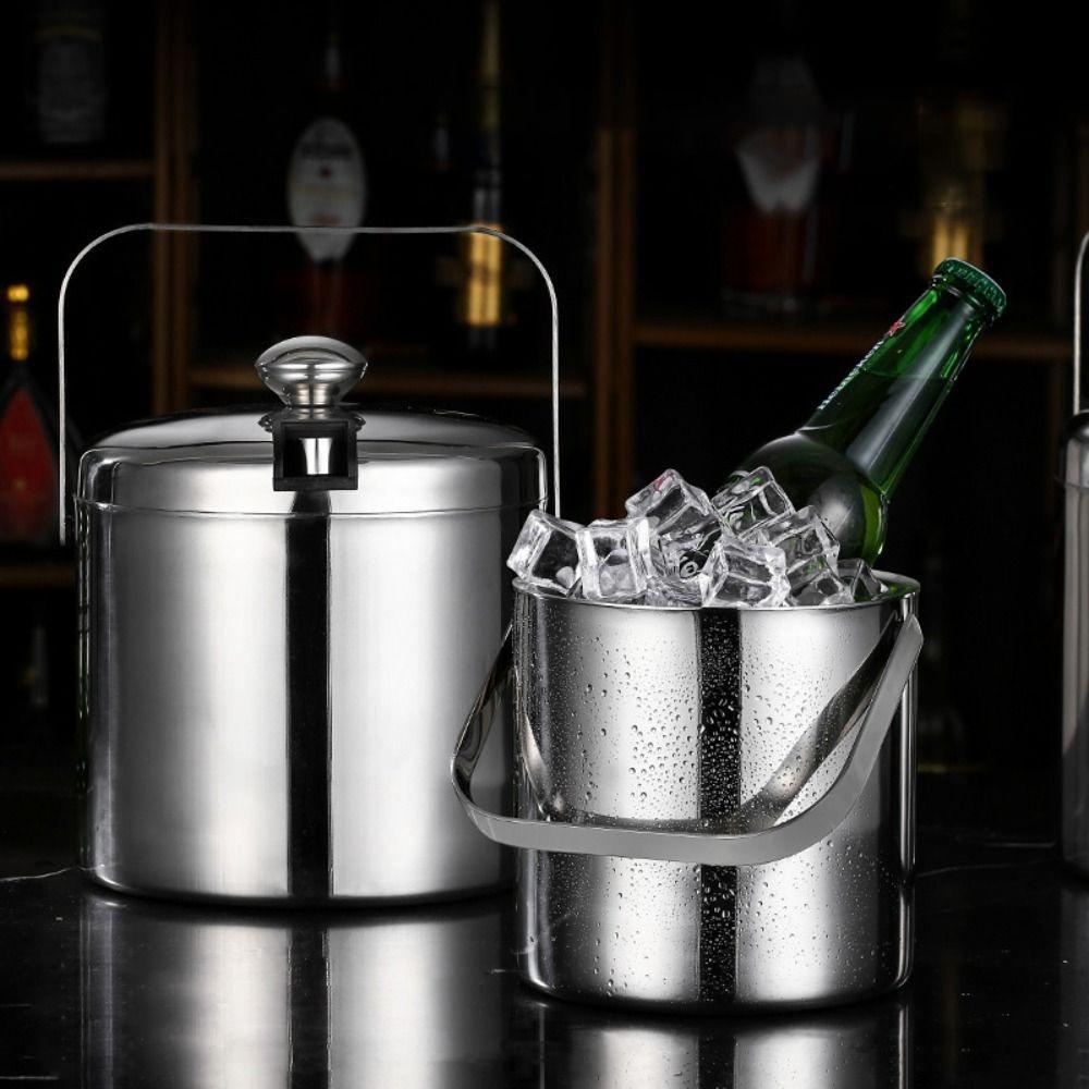 304 Stainless Steel Bar Insulated Ice Bucket 3.0/1.3 L Drink Chilling Barrel  KTV