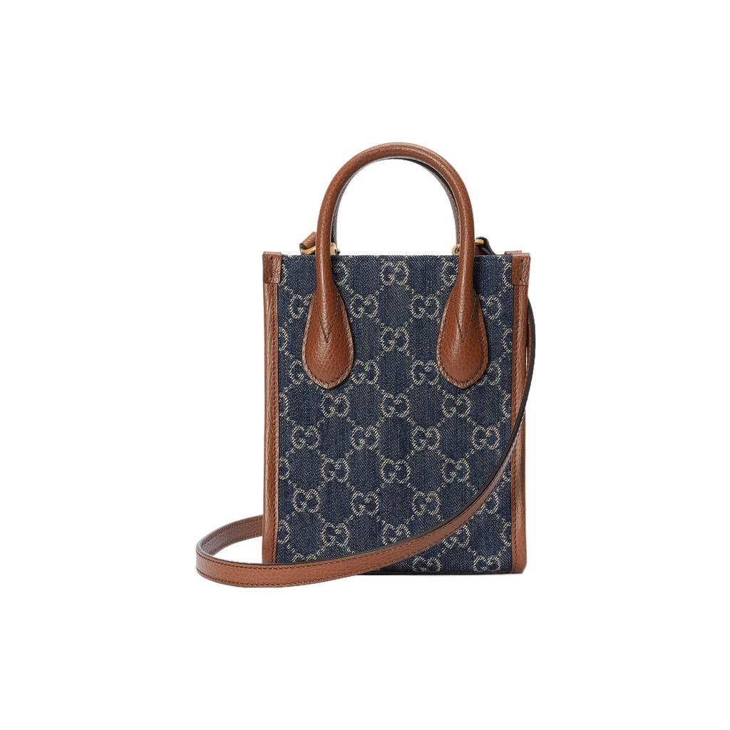 Gucci Mini Tote Bag With Interlocking G Blue/Ivory Unisex Tote_bags 671623-2KQGT-8375