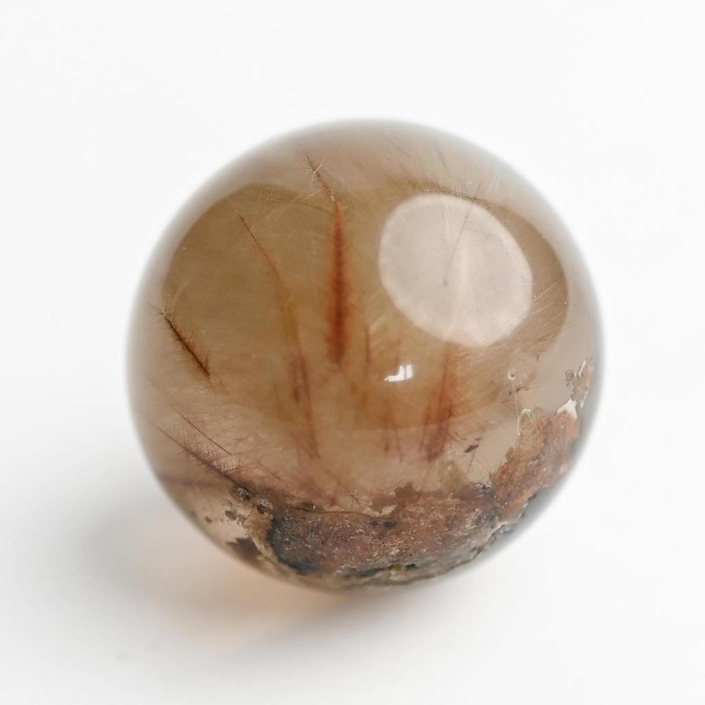 Eigado Gold Rutilated Quartz Gold Needle Good Work Power Amulet Sphere, 30mm, 38g, Quartz, Fortune, Luck, Stone,