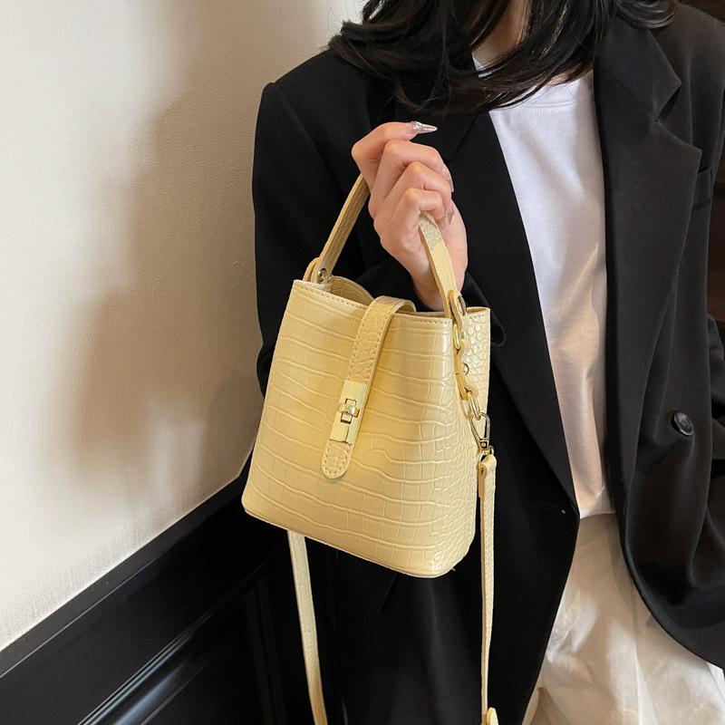 Stone Pattern Bucket Bag Commuter New Fashion Casual Simple Shoulder Crossbody Portable Bucket Bag Women