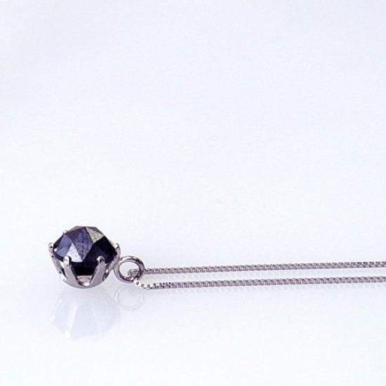 and My Jewelry Platinum Pendant Necklace with a Large Carat Natural Black Diamond [Your Box] 0.5 Rose-Cut (April Birthstone)