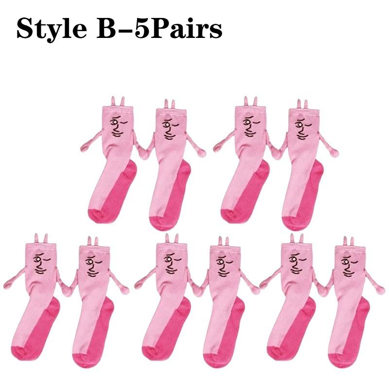 1-5Pairs Pink Bunny Magnetic Couple Socks Thin Mid Calf AutumnWinter Cute Hand Holding Anime Maternity WomenWarm Cozy Socks Gift