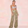 Široké kalhoty s vysokým pasem Dámské Volné Elegantní Rovné Ležérní Dámské Kalhoty 2023 Street Ladies Kalhoty Horké stříbrné široké kalhoty