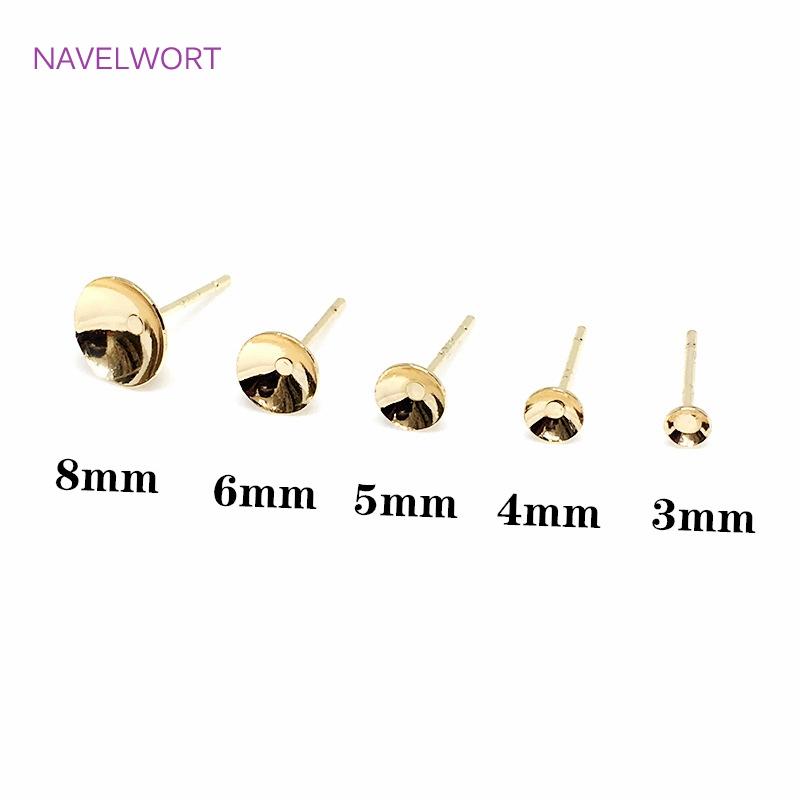 

14K Gold Plated Brass Pearl Post Earring Mounting,Blank Post Earring Base Pins Findings DIY Jewelry Making Accessories 3 mm - 20 pieces