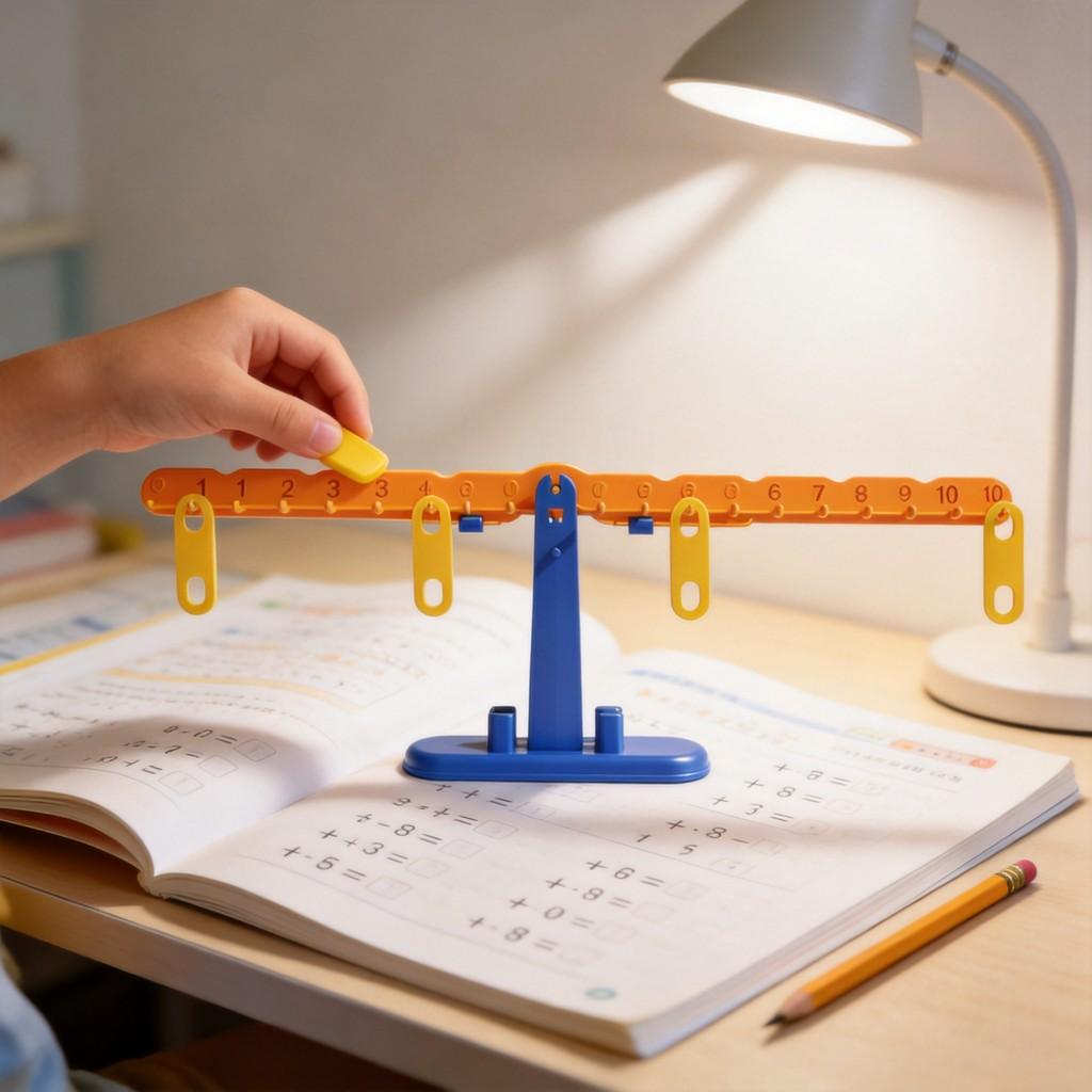Bilancia Matematica Giocattolo per Bambini in Materiale Plastico per l'Apprendimento Precoce e l'Interazione Genitore-Figlio