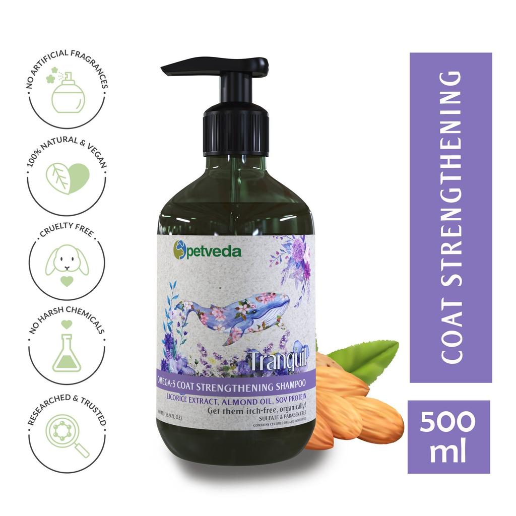 Fortifying Omega-3 Shampoo for Cats and Dogs (500 Ml), Omega-3 Coat Strengthening Shampoo, Petveda
